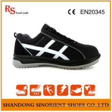 Sapatos de segurança de aço preto com boa qualidade camurça couro RS806